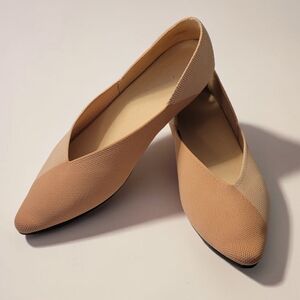 Vivaia Pointed Knit Flats in Neutral Tan/Cream | Summer | Women's EU 41, US 9.5